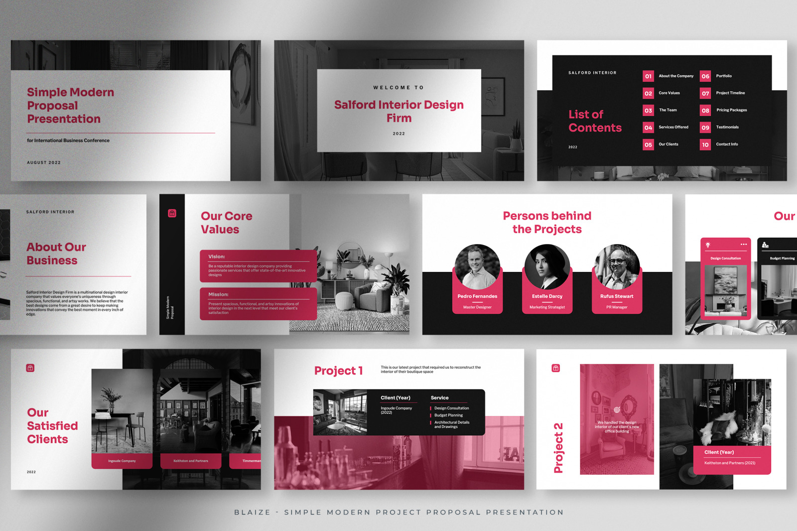 Blaize – White Magenta Simple Modern Project Proposal Presentation