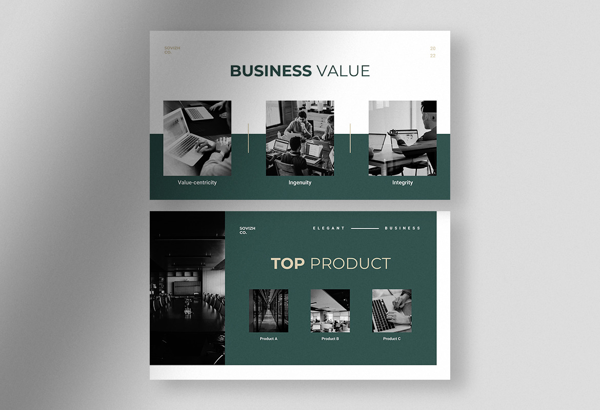 Sovizh - Calming White Green Elegant Business Presentation Sovizh - Calming White Green Elegant Business Presentation