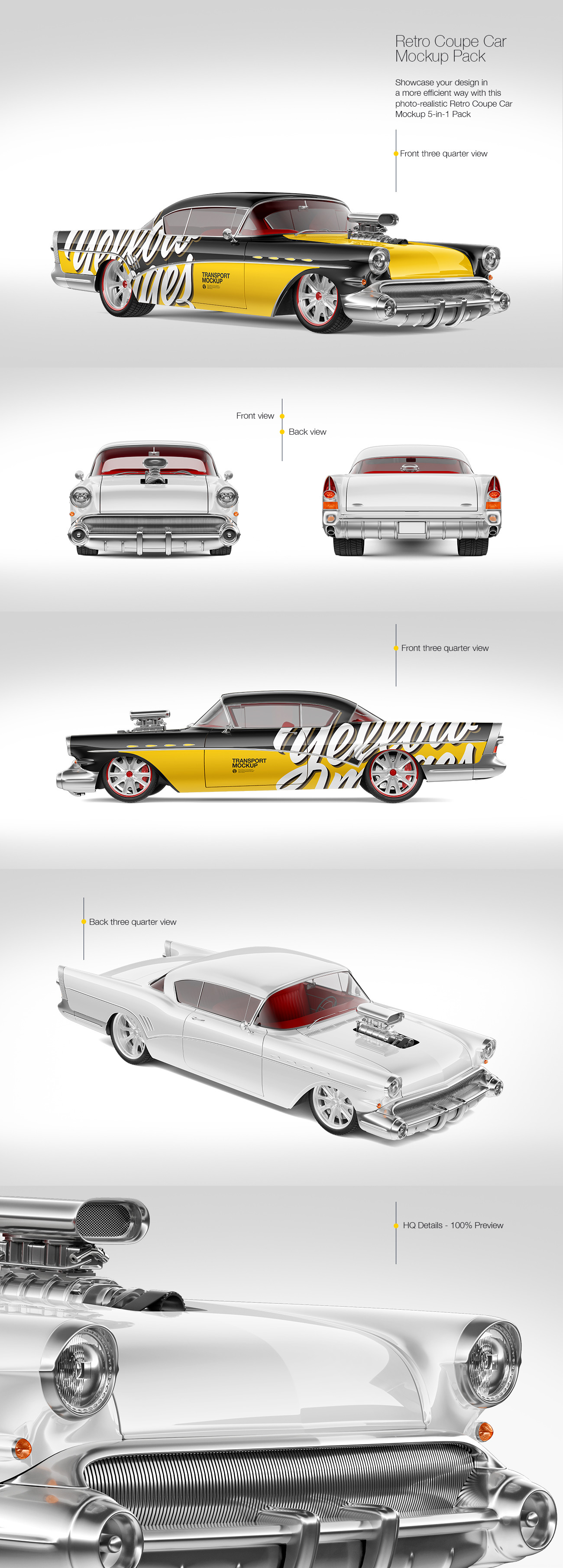 Retro Сoupe Car Mockup Pack