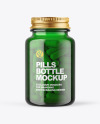 Green Glass Pills Bottle Mockup