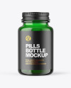 Green Glass Pills Bottle Mockup