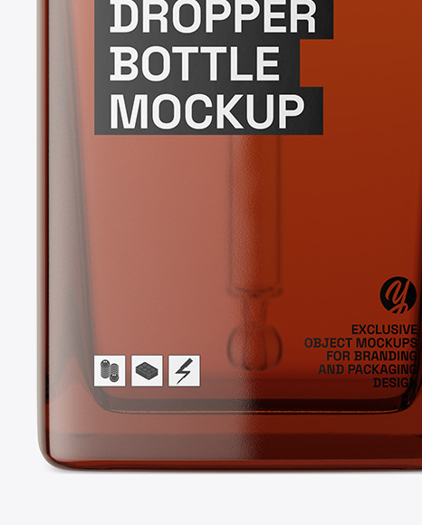 Amber Glass Dropper Bottle Mockup