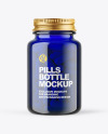 Blue Glass Pills Bottle Mockup