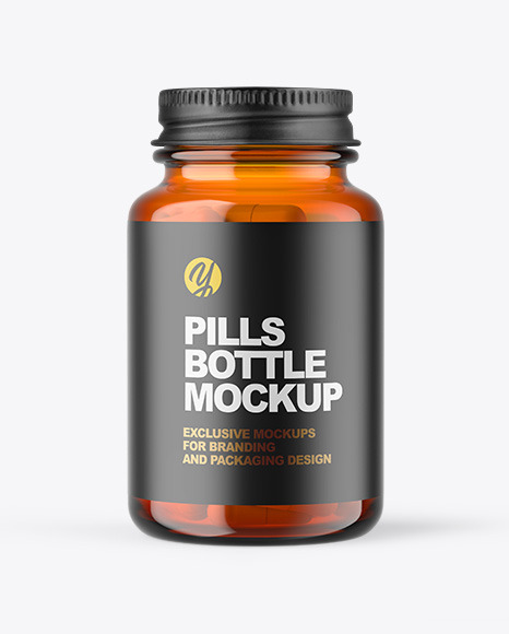 Orange Glass Pills Bottle Mockup