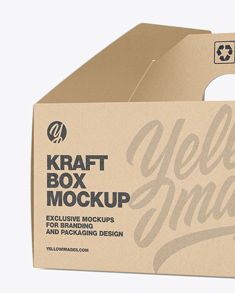 Kraft Cardboard Box w/ Handle Mockup