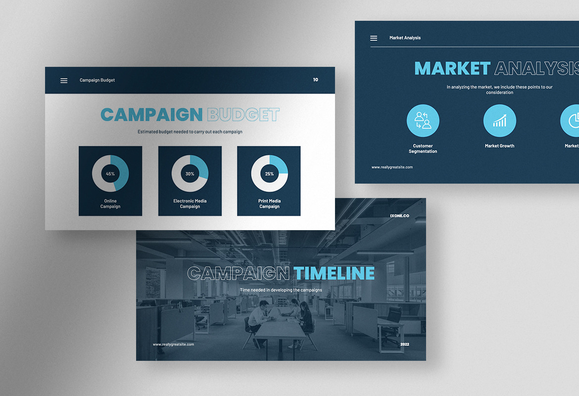 Ixone - Blue and White Minimalist Creative Campaign Presentation