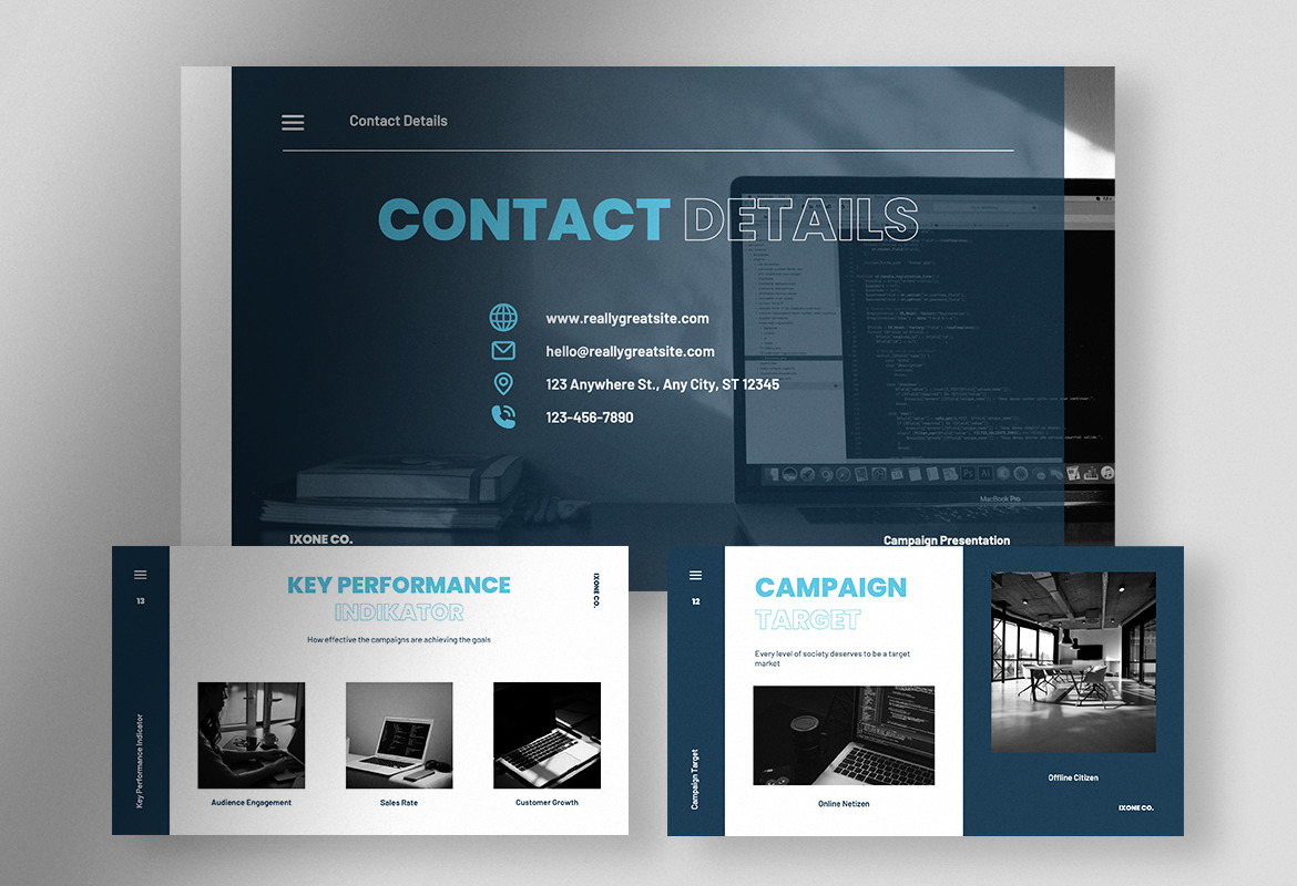 Ixone - Blue and White Minimalist Creative Campaign Presentation Ixone - Blue and White Minimalist Creative Campaign Presentation