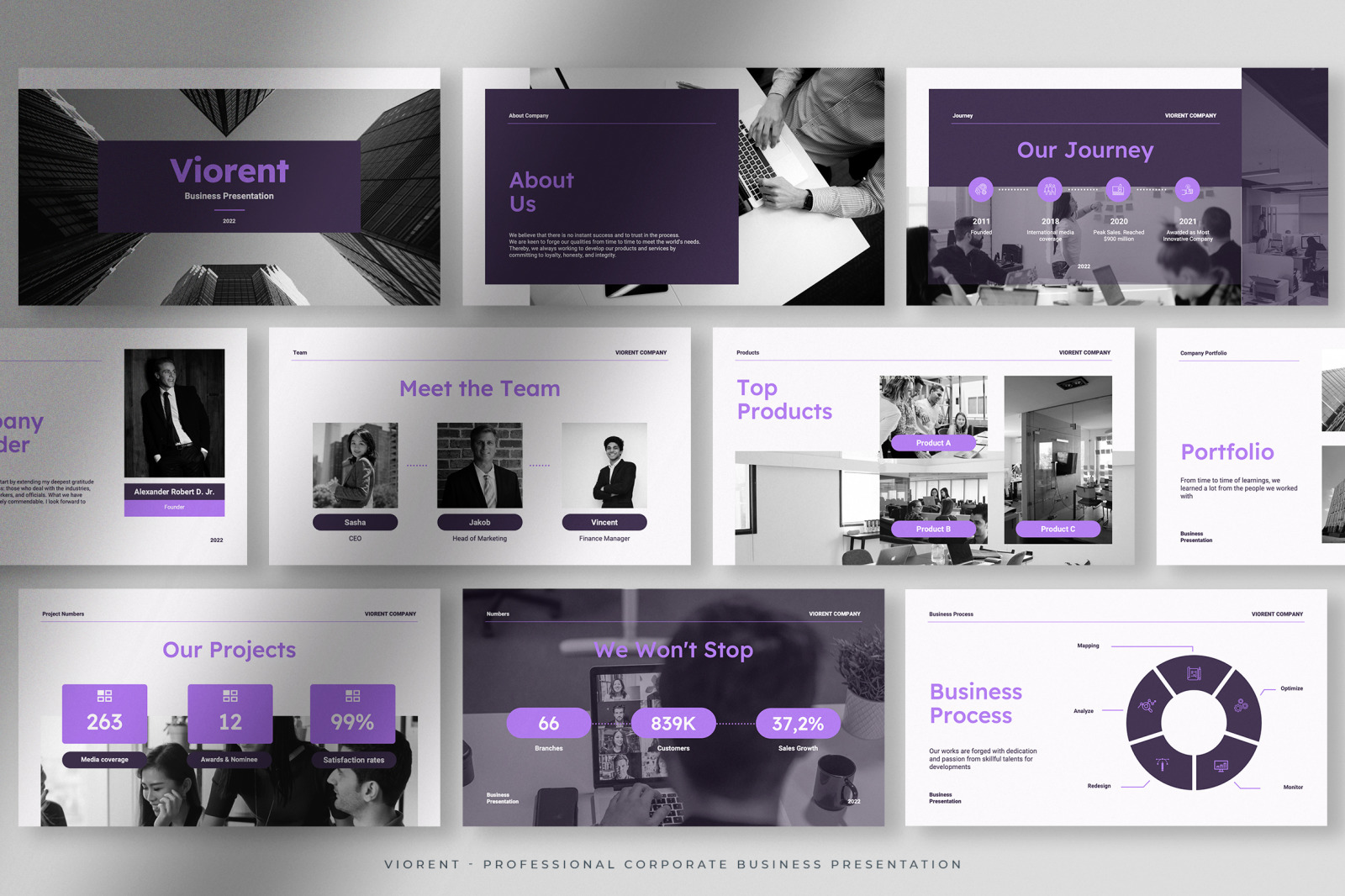 Viorent - Striking Purple Professional Corporate Business Presentation