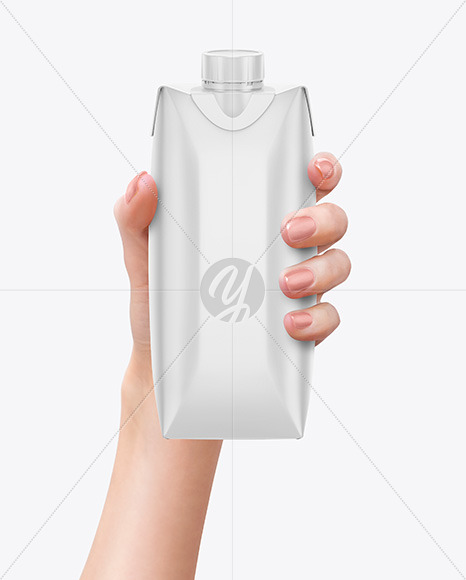 500ml Matte Carton Pack in a hand Mockup