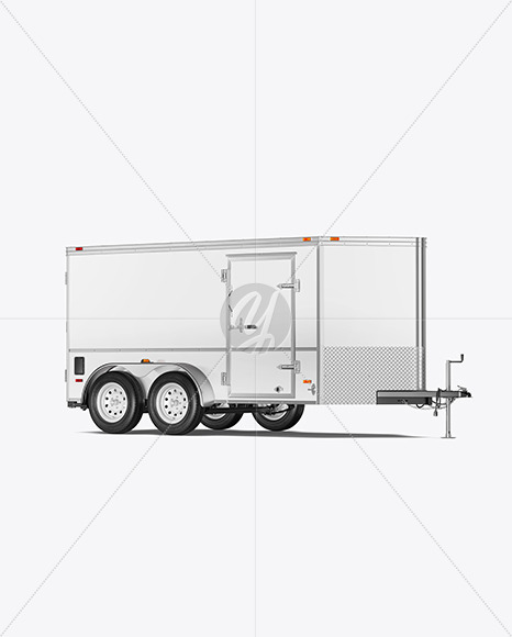 Cargo Trailer Mockup - Half Side View