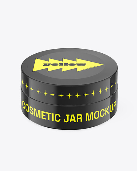 Glossy Cosmetic Jar w/ Patches Mockup