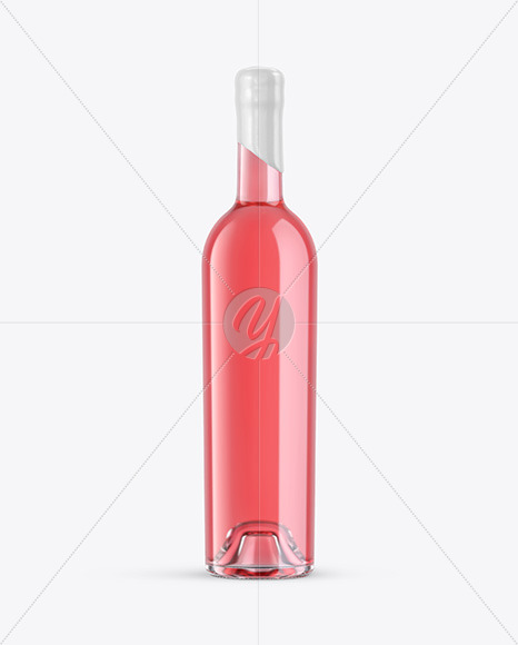 Clear Glass Rose Wine Bottle Mockup