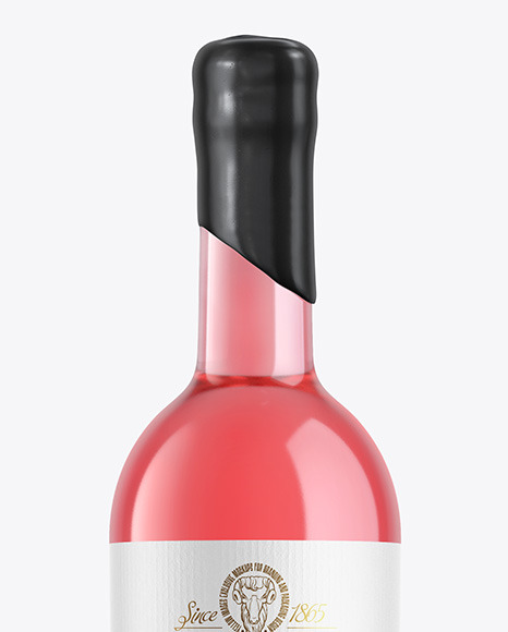 Clear Glass Rose Wine Bottle Mockup