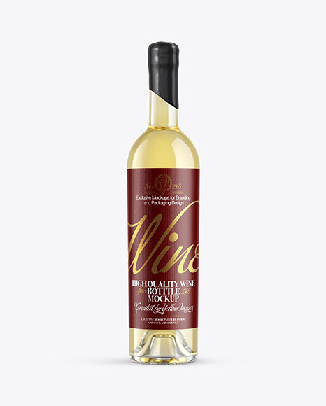 Clear Glass White Wine Bottle Mockup