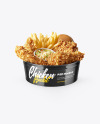 Glossy Bucket w/ Chicken Tenders &amp; French Fries Mockup