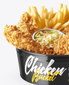 Glossy Bucket w/ Chicken Tenders &amp; French Fries Mockup