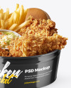 Glossy Bucket w/ Chicken Tenders & French Fries Mockup