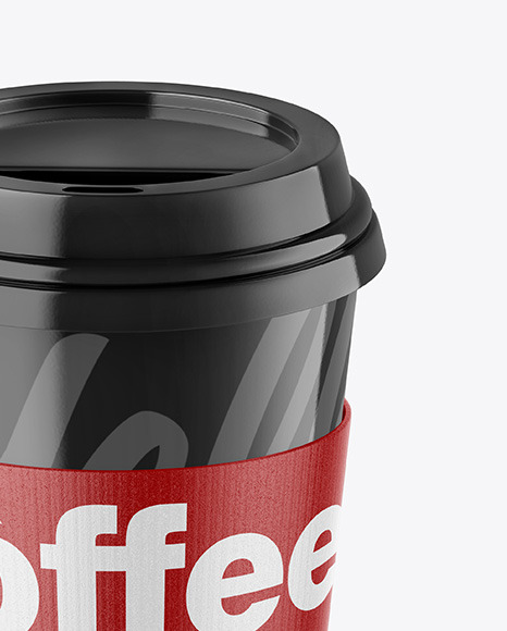 Glossy Coffee Cup w/ Holder Mockup