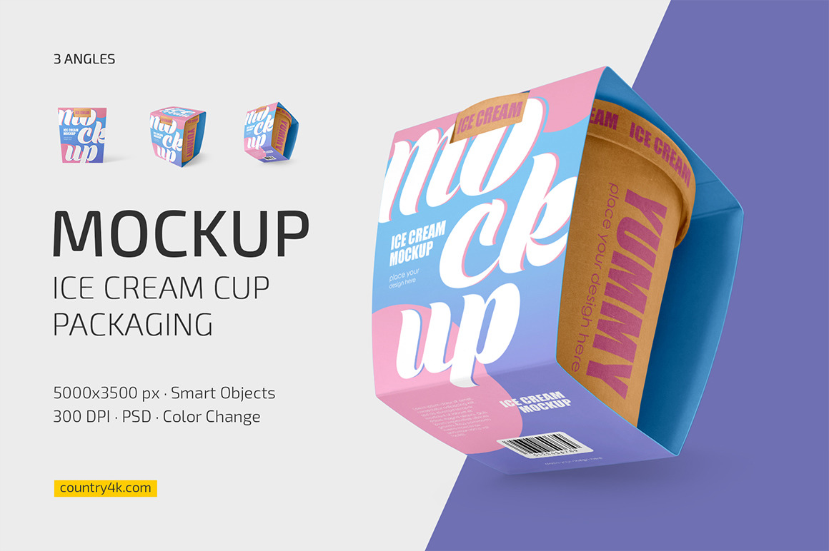 Ice Cream Cup Packaging Mockup Set Ice Cream Cup Packaging Mockup Set