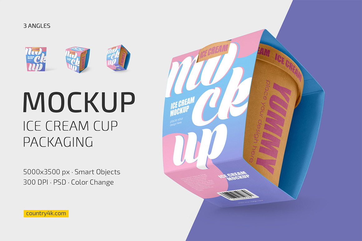 Ice Cream Cup Packaging Mockup Set