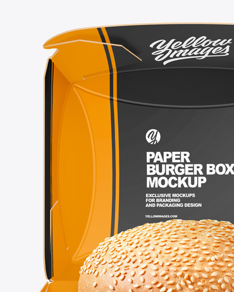 Paper Box w/ Burger Mockup