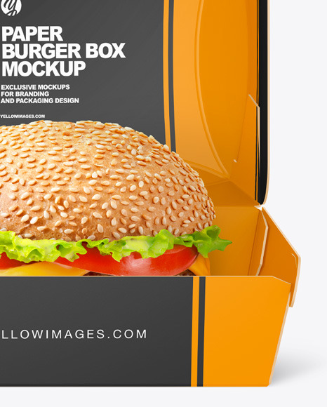 Paper Box w/ Burger Mockup