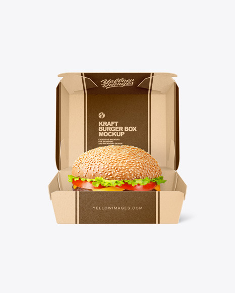 Kraft Box w/ Burger Mockup