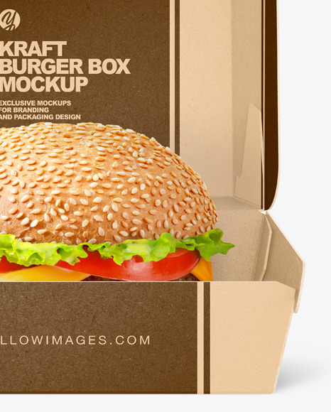 Kraft Box w/ Burger Mockup