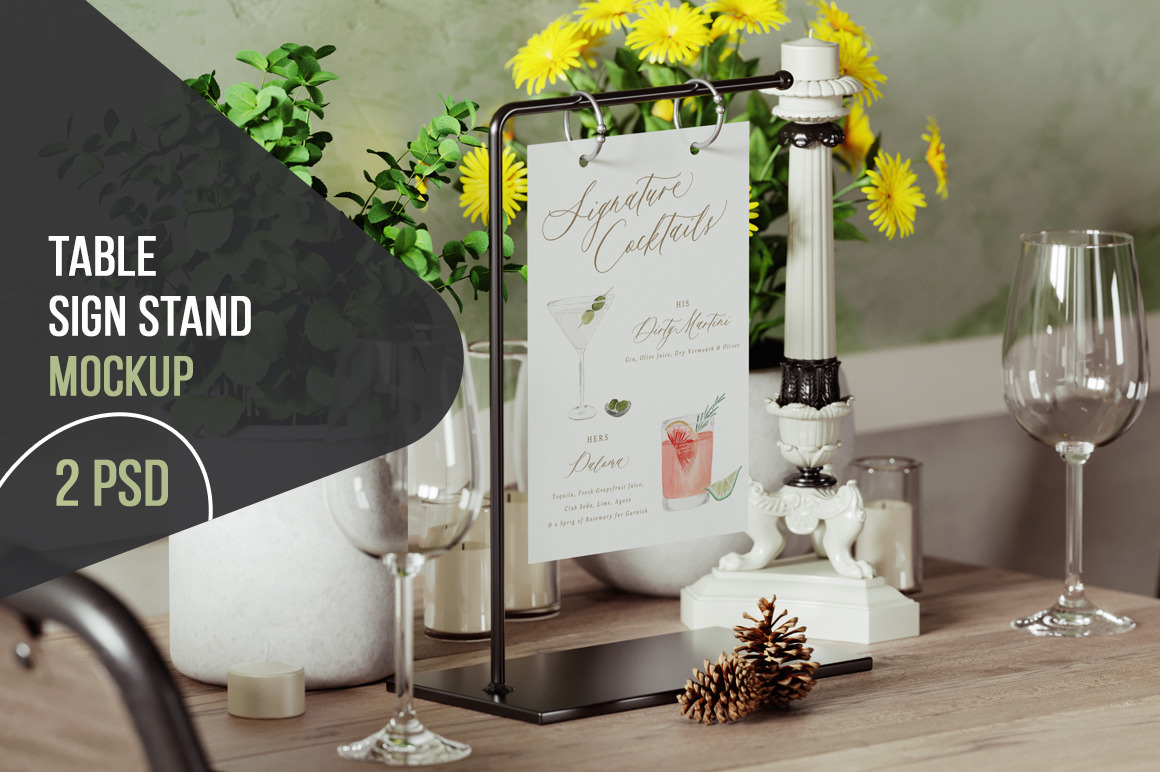Table Sign Stand Mockup Table Sign Stand Mockup
