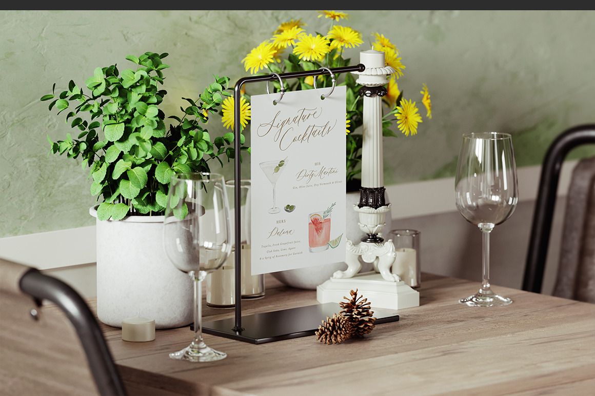 Table Sign Stand Mockup