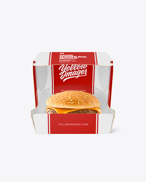 Paper Box w/ Burger Mockup