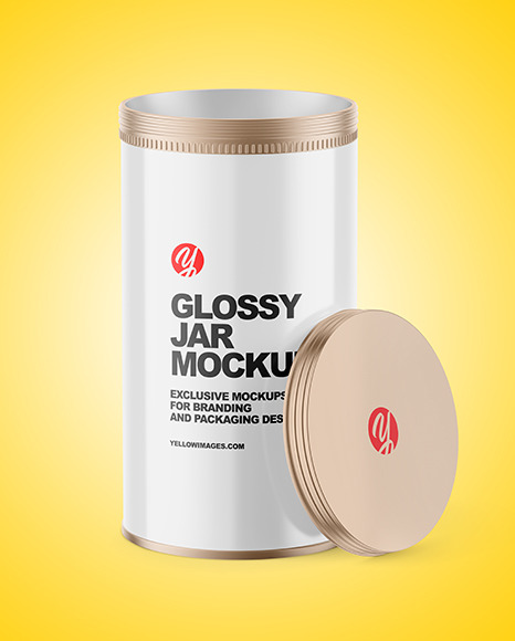 Metallic Jar with Glossy Label Mockup