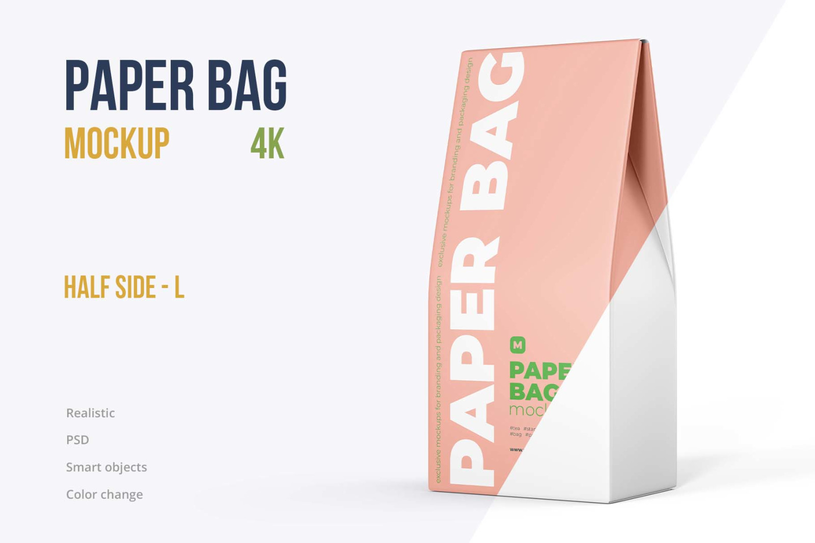 Paper Bag Mockup. Half Side-L view Paper Bag Mockup. Half Side-L view
