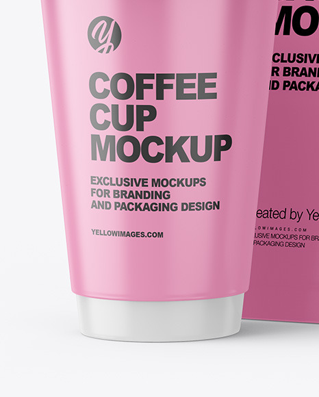 Glossy Paper Food Bag with Cup Mockup