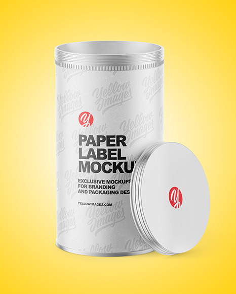 Metallic Jar with Paper Label Mockup