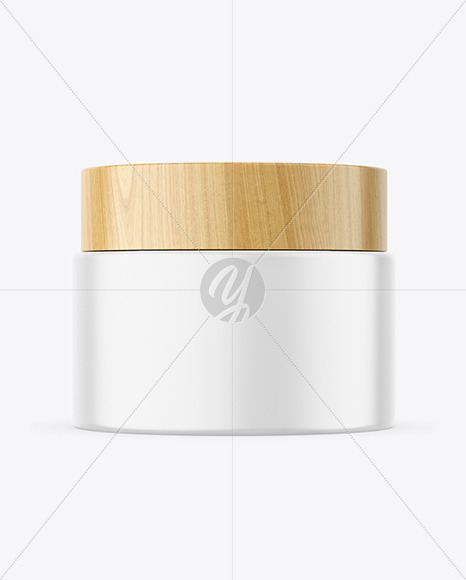 Matte Jar w\ Wooden Cap Mockup