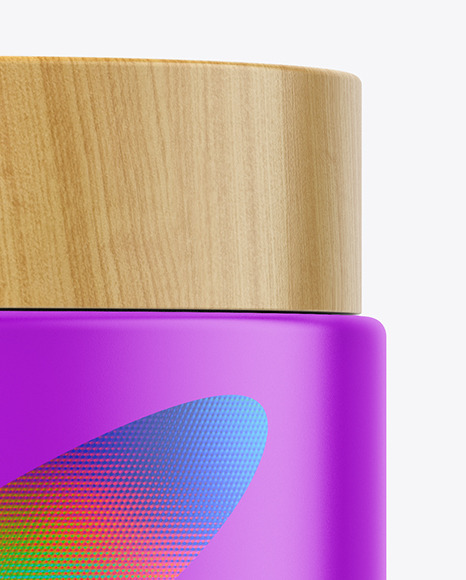 Matte Jar w\ Wooden Cap Mockup