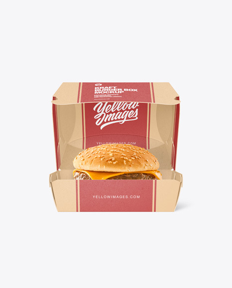 Kraft Box w/ Burger Mockup