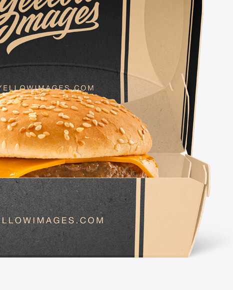 Kraft Box w/ Burger Mockup