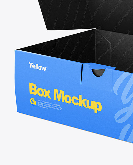 Empty Opened Matte Paper Box Mockup