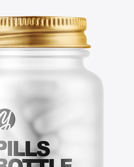 Frosted Glass Pills Bottle Mockup