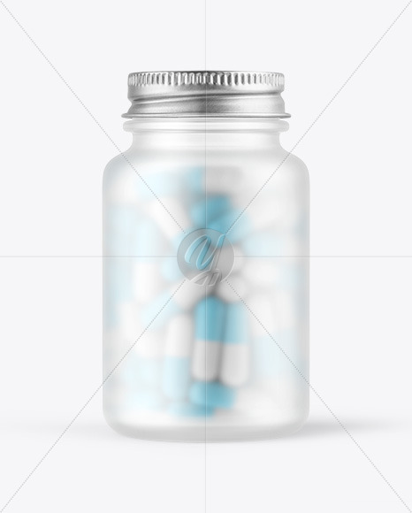 Frosted Glass Pills Bottle Mockup