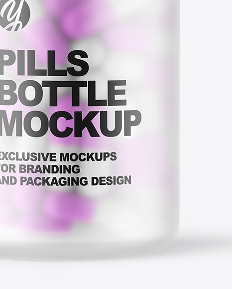 Frosted Glass Pills Bottle Mockup