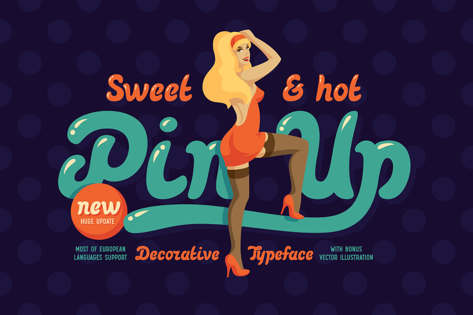 New! Pinup Font and Illustration.