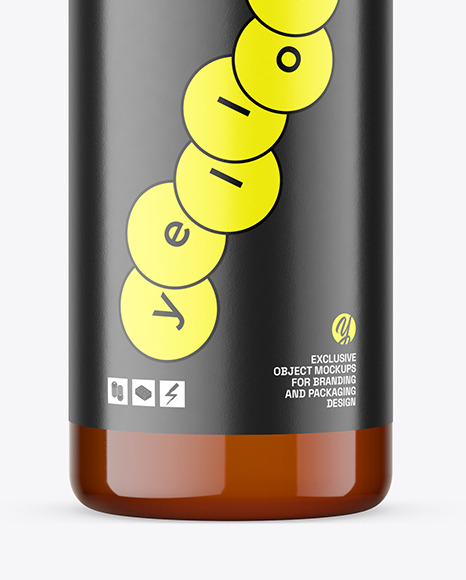 Amber Plastic Bottle Mockup