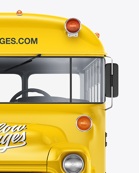 Old School Bus Mockup - Front View