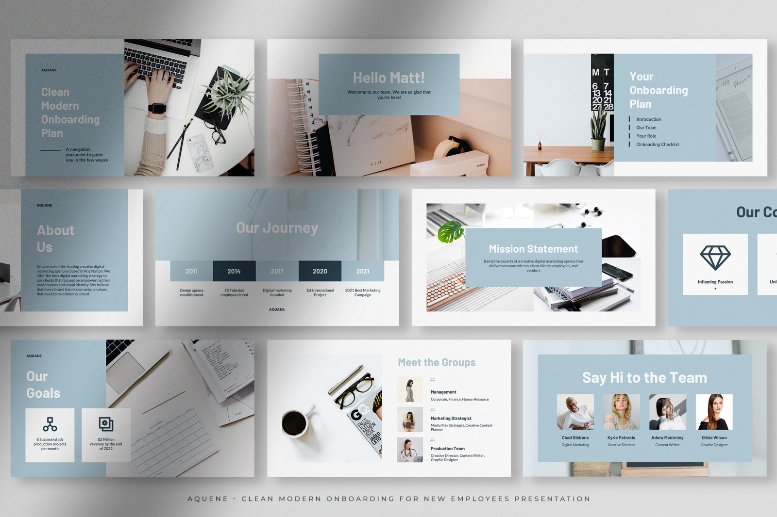 Aquene – Baby Blue Clean Modern Onboarding for New Employee Presentation Aquene – Baby Blue Clean Modern Onboarding for New Employee Presentation