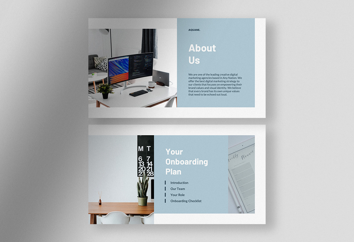 Aquene – Baby Blue Clean Modern Onboarding for New Employee Presentation Aquene – Baby Blue Clean Modern Onboarding for New Employee Presentation