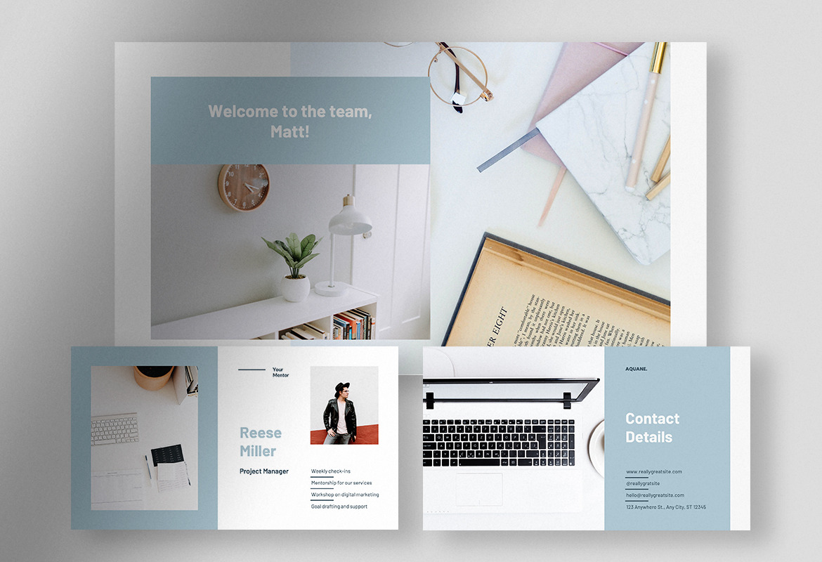 Aquene – Baby Blue Clean Modern Onboarding for New Employee Presentation Aquene – Baby Blue Clean Modern Onboarding for New Employee Presentation