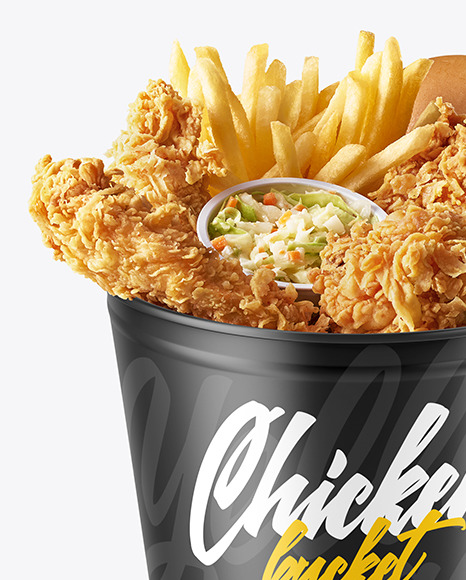 Matte Bucket w/ Chicken Tenders & French Fries Mockup